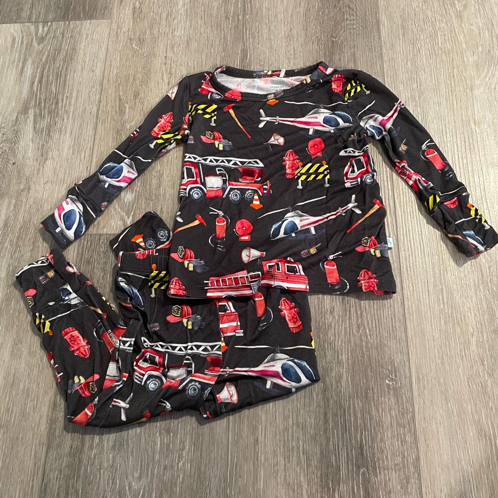 Posh Peanut Fire Rescue 2-Piece Long-Sleeved Pajama Set